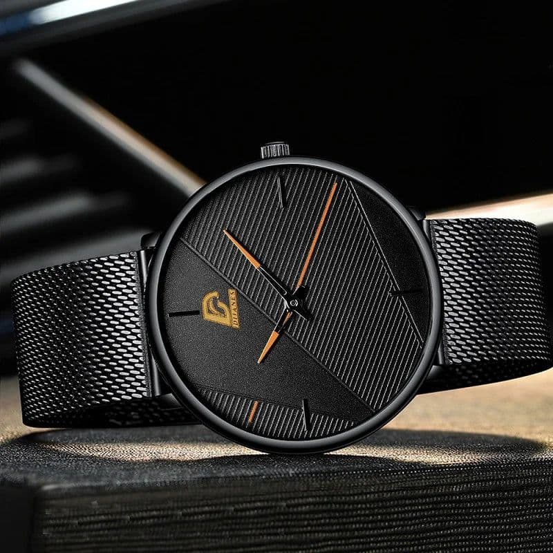 image-DIJANES Quartz Wristwatch with Stainless Steel Mesh Band - Casual Style