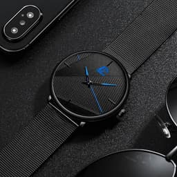 image-DIJANES Quartz Wristwatch with Stainless Steel Mesh Band - Casual Style