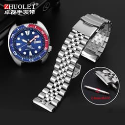 image-ZETHYDUM Stainless Steel Watchband 22mm Folding Buckle for Traditional Watches