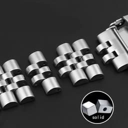 image-ZETHYDUM Stainless Steel Watchband 22mm Folding Buckle for Traditional Watches
