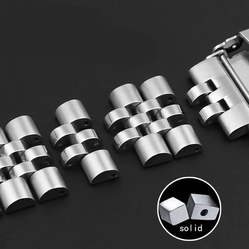 image-ZETHYDUM Stainless Steel Watchband 22mm Folding Buckle for Traditional Watches