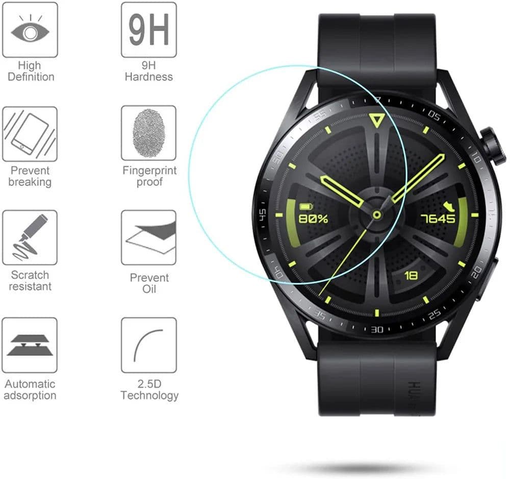 image-Tempered Glass Screen Protectors - 9H Scratch-Proof for Huawei Watch GT 3