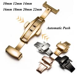 image-Qinband Butterfly Deployment Buckle Stainless Steel Watchband Clasp 10mm-22mm