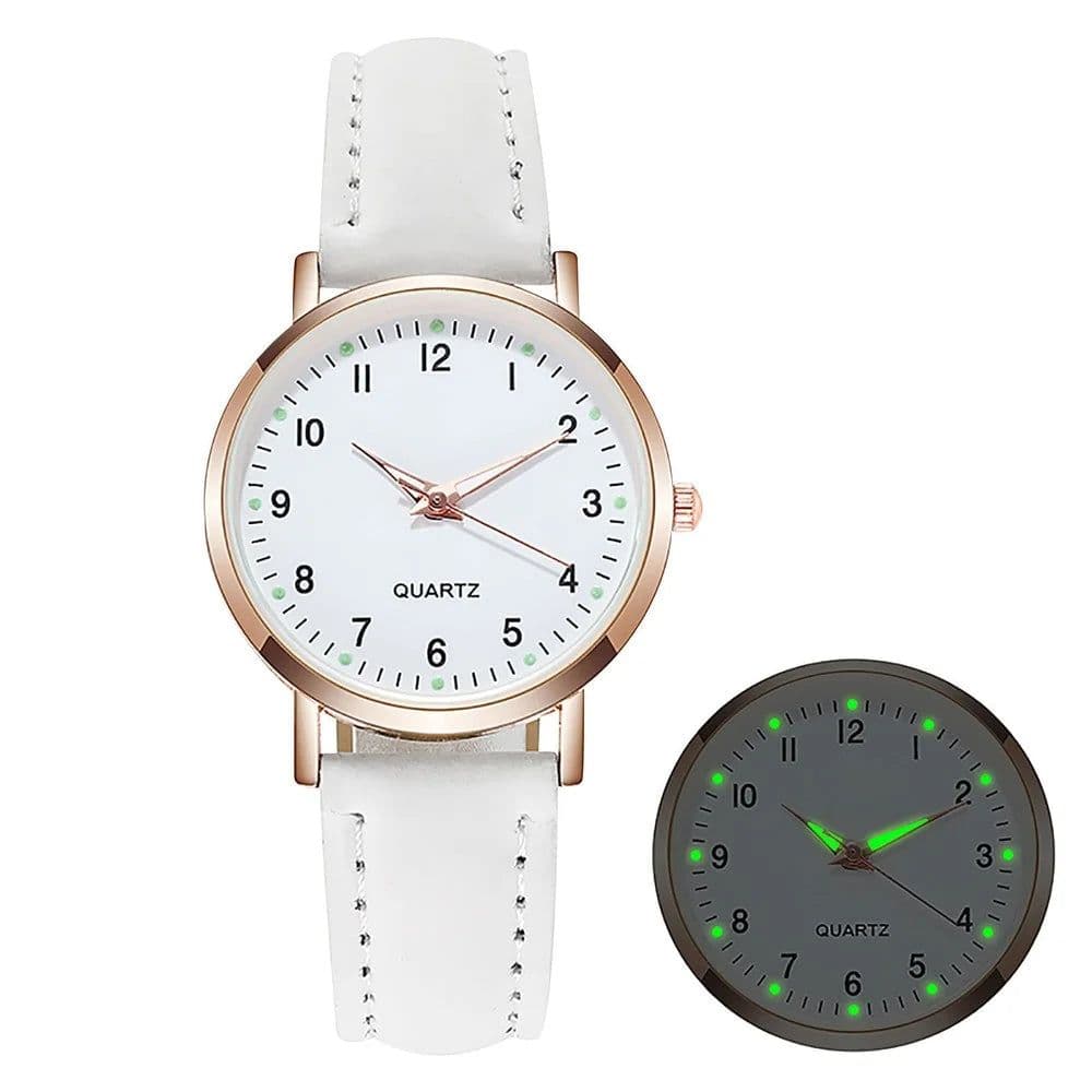 image-DQG Retro Luminous Quartz Watch with Diamond-Studded Belt for Women
