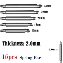 image-qinband Stainless Steel Spring Bar Pins - 15pcs Watch Band Repair Parts