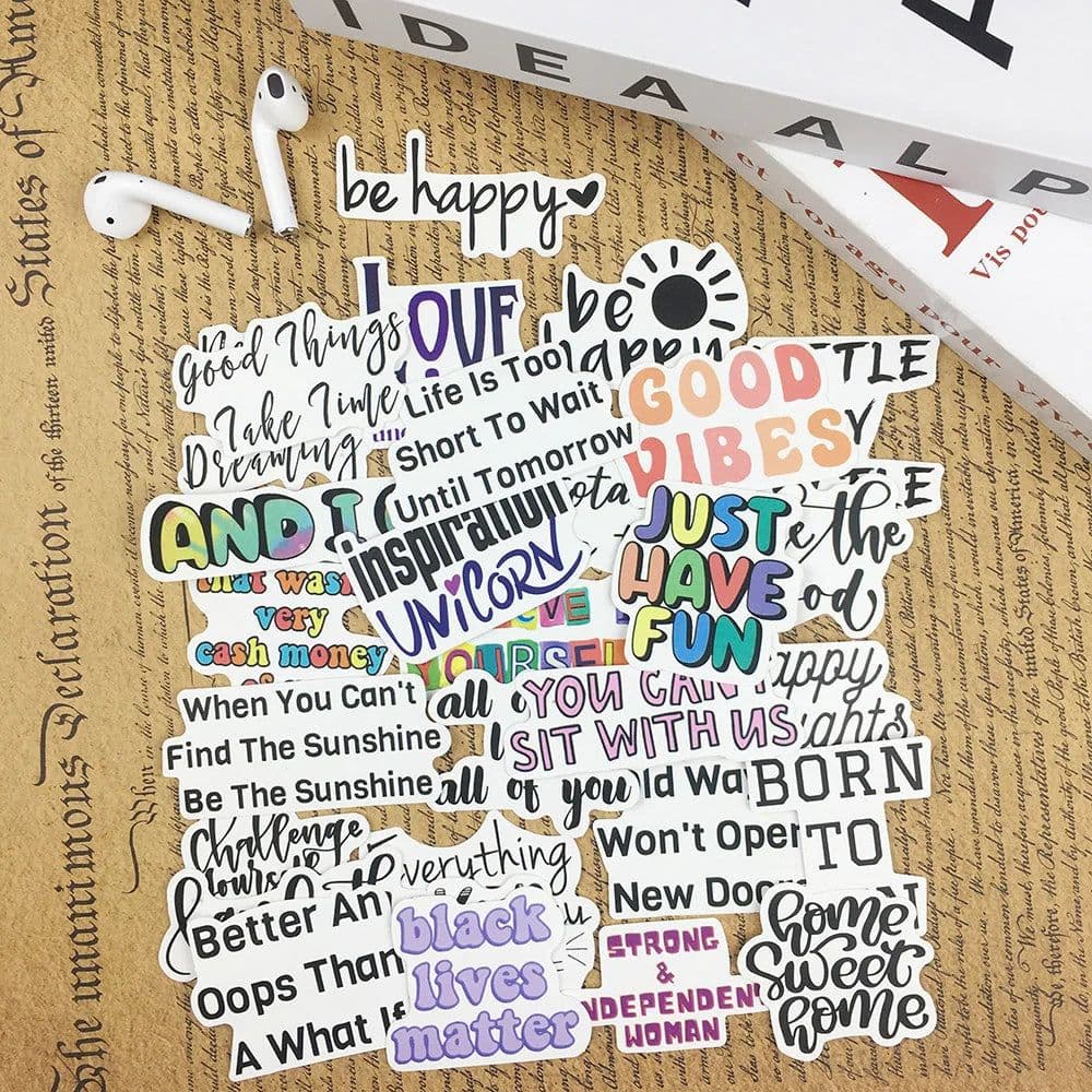 image-Motivational Phrases Stickers - Inspirational Quotes for Laptops & Scrapbooking