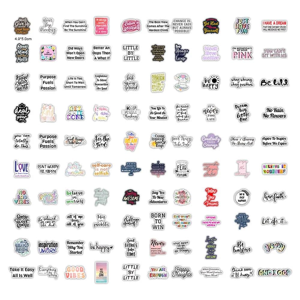 image-Motivational Phrases Stickers - Inspirational Quotes for Laptops & Scrapbooking
