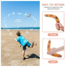 image-MEADE Wooden Boomerang Toy - Interactive Game for Family Fun Outdoors