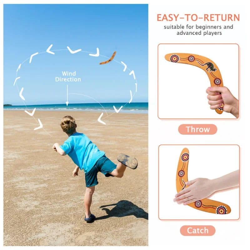 image-MEADE Wooden Boomerang Toy - Interactive Game for Family Fun Outdoors