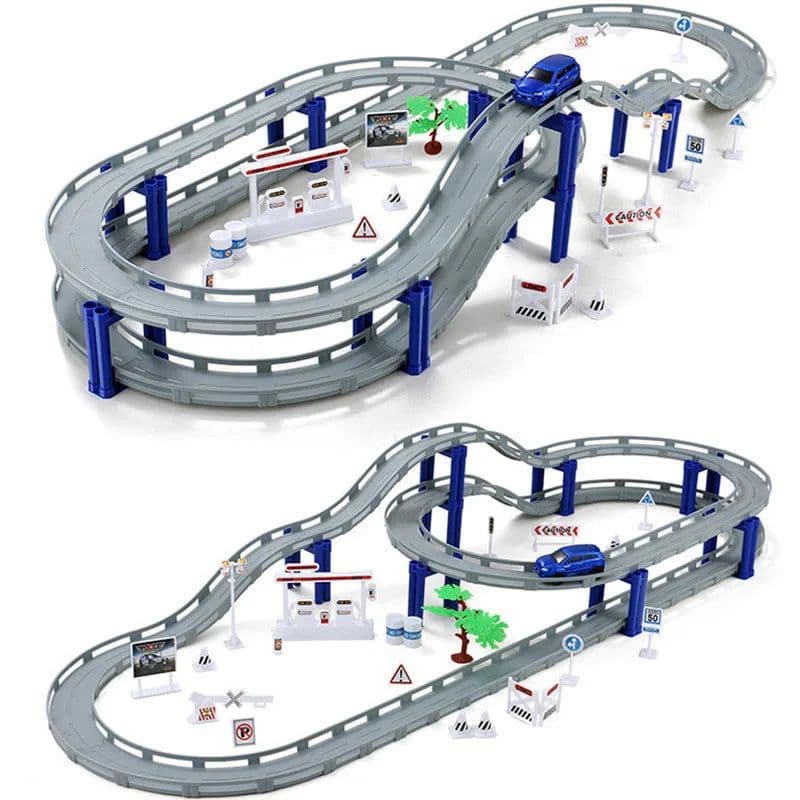 image-Electric Racing Rail Car Set – Fun 48/53/65PCS DIY Model Train Toys