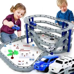 image-Electric Racing Rail Car Set – Fun 48/53/65PCS DIY Model Train Toys