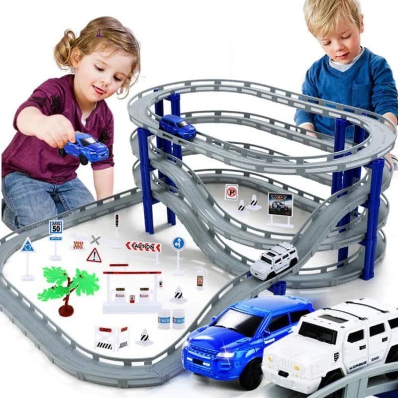 image-Electric Racing Rail Car Set – Fun 48/53/65PCS DIY Model Train Toys