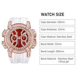 image-MISSFOX Luxury Iced Out Quartz Watch with Diamond Bezel & Calendar Function