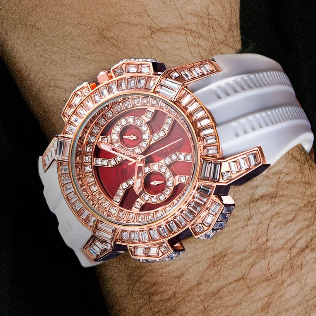 image-MISSFOX Luxury Iced Out Quartz Watch with Diamond Bezel & Calendar Function