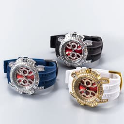 image-MISSFOX Luxury Iced Out Quartz Watch with Diamond Bezel & Calendar Function