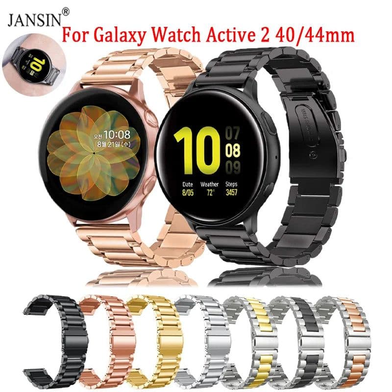 image-Jansin Stainless Steel Watch Band for Galaxy Watch Active 2 - Durable & Comfortable