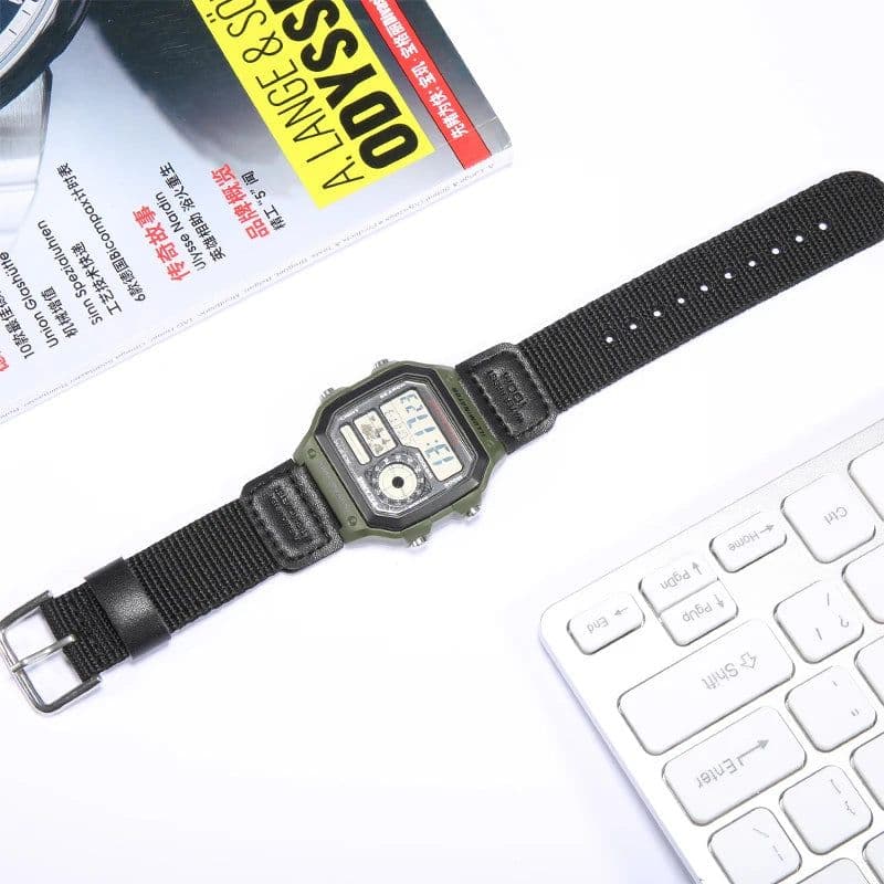image-MCXGL 18mm Nylon Leather Strap - Durable Watchband for Casio Models