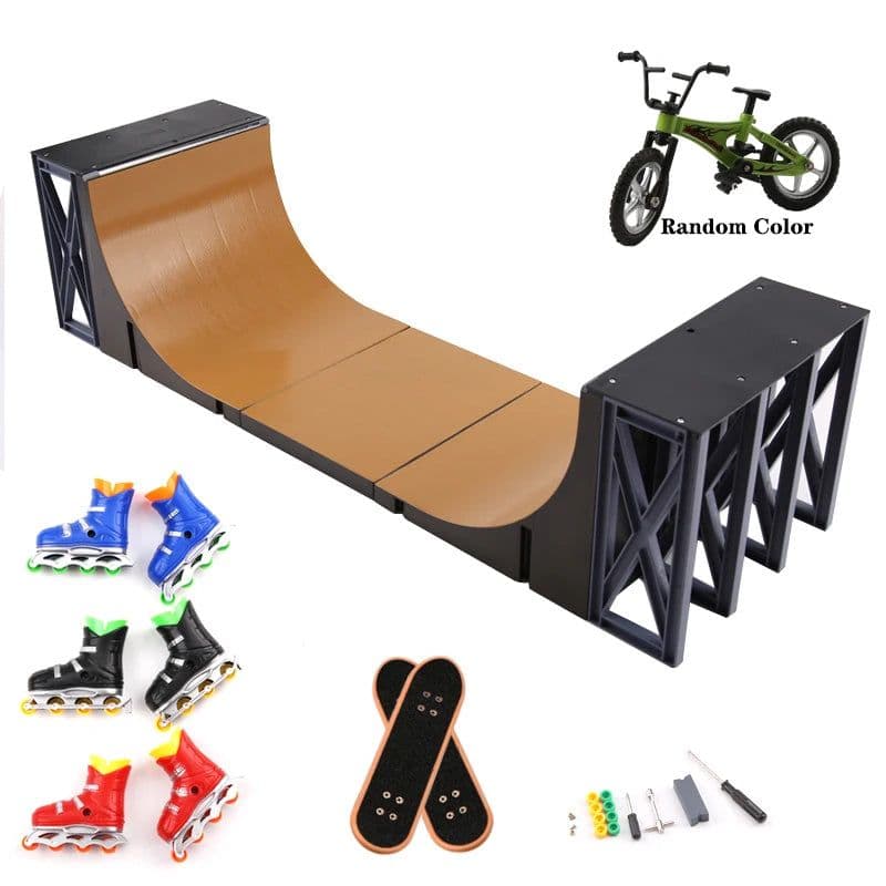 image-MEOA Finger Skateboard DIY Set with Stunt Bike & Mini Skatepark Toys