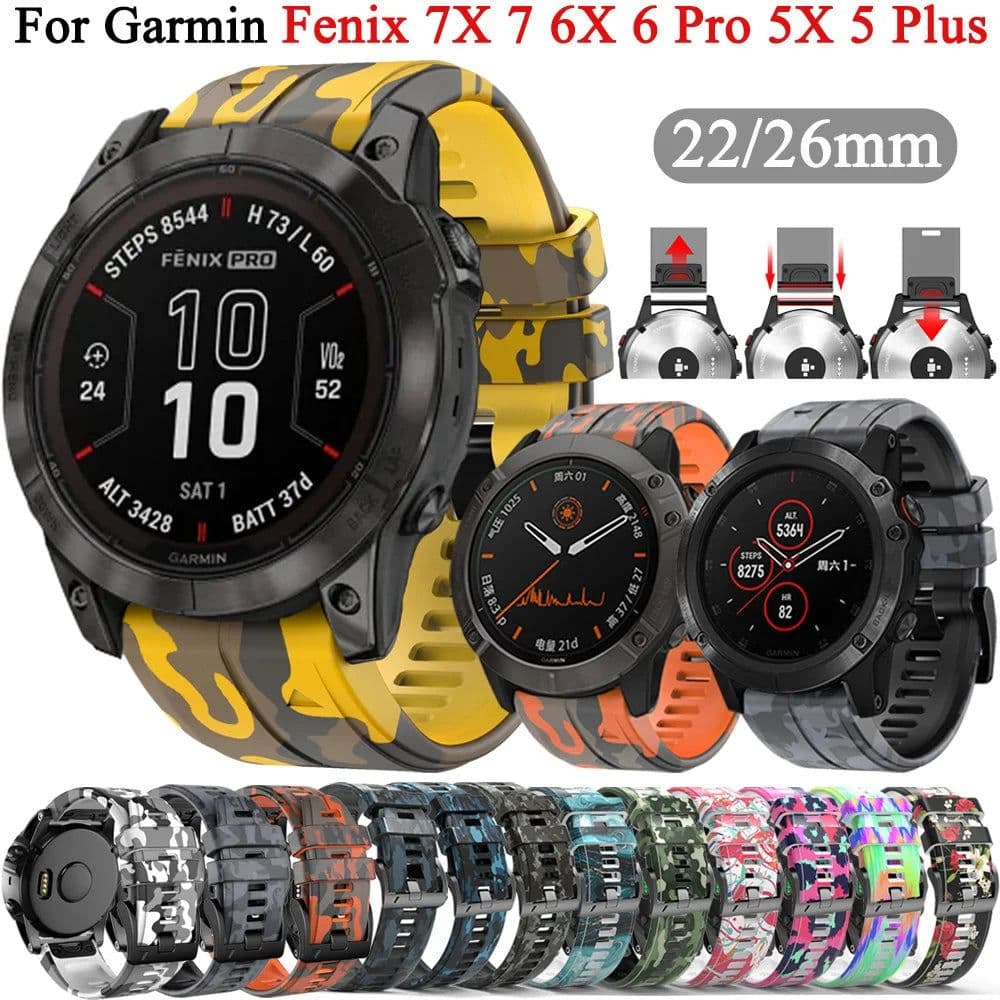 image-Quick Release Silicone Watch Strap for Garmin Fenix Series 22mm/26mm