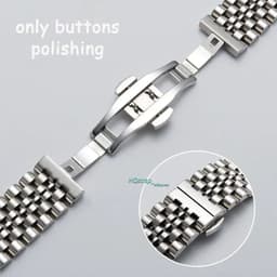 image-HQstrap Polished Stainless Steel Buckle Watch Band - Durable and Versatile