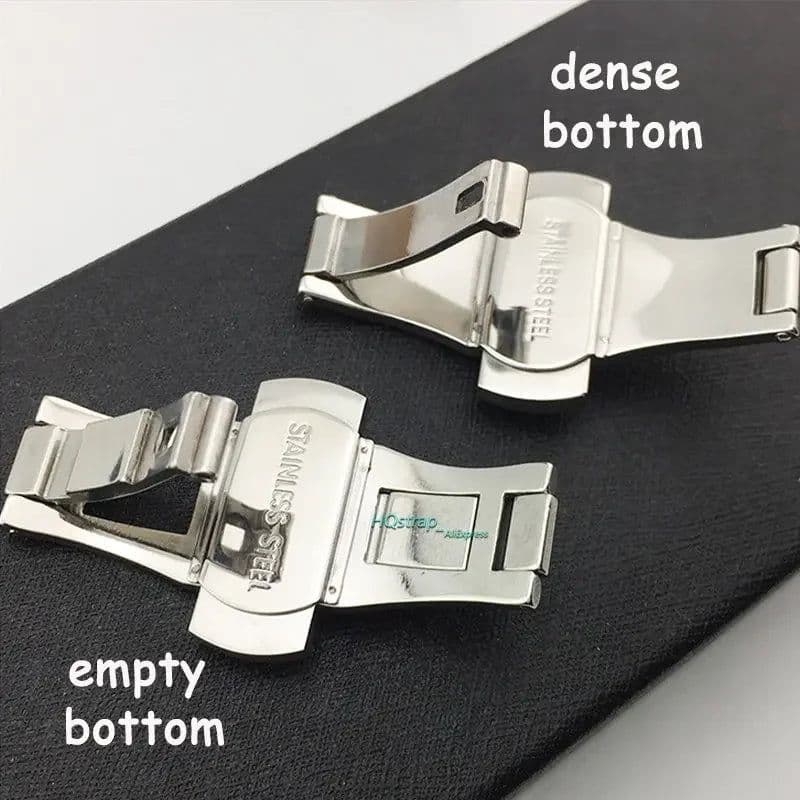 image-HQstrap Polished Stainless Steel Buckle Watch Band - Durable and Versatile