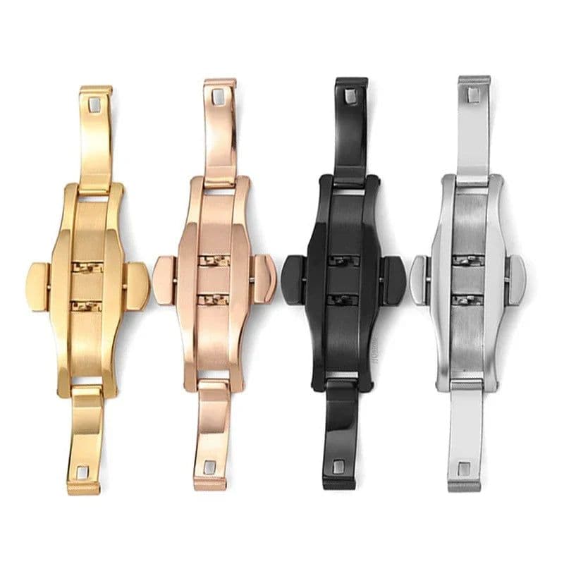 image-HQstrap Polished Stainless Steel Buckle Watch Band - Durable and Versatile
