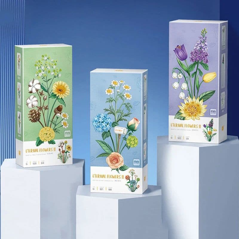 image-Szxhf Creative Bouquet Building Blocks - DIY Plant Model Home Decor Toy