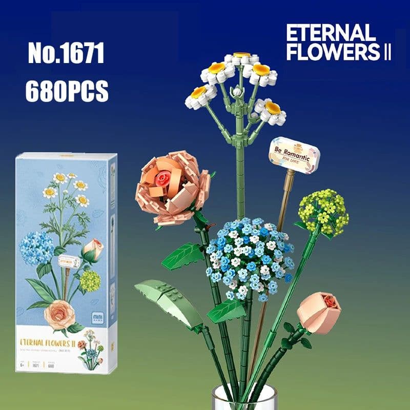 image-Szxhf Creative Bouquet Building Blocks - DIY Plant Model Home Decor Toy