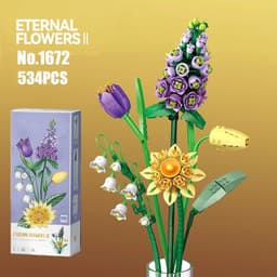 image-Szxhf Creative Bouquet Building Blocks - DIY Plant Model Home Decor Toy