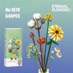 image-Szxhf Creative Bouquet Building Blocks - DIY Plant Model Home Decor Toy