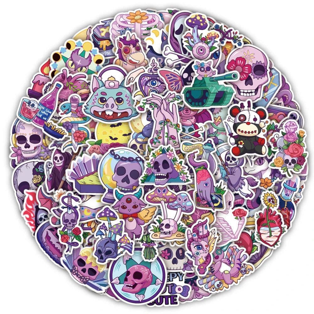 image-Cute Gothic Halloween Stickers - Artistic Horror Decals for Laptops & More