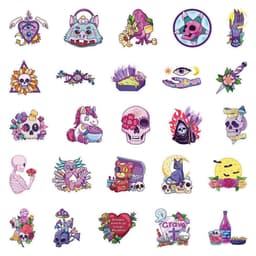 image-Cute Gothic Halloween Stickers - Artistic Horror Decals for Laptops & More