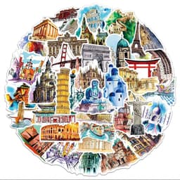 image-GOGOTU Waterproof World Famous Building Stickers for Travel & Décor
