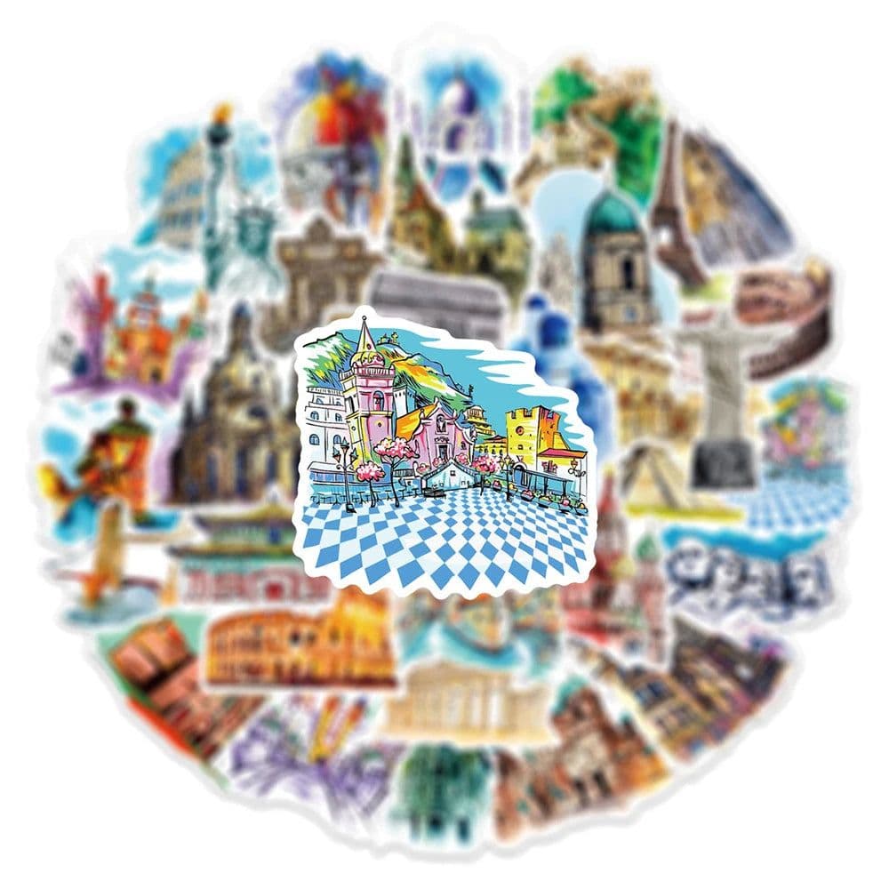 image-GOGOTU Waterproof World Famous Building Stickers for Travel & Décor
