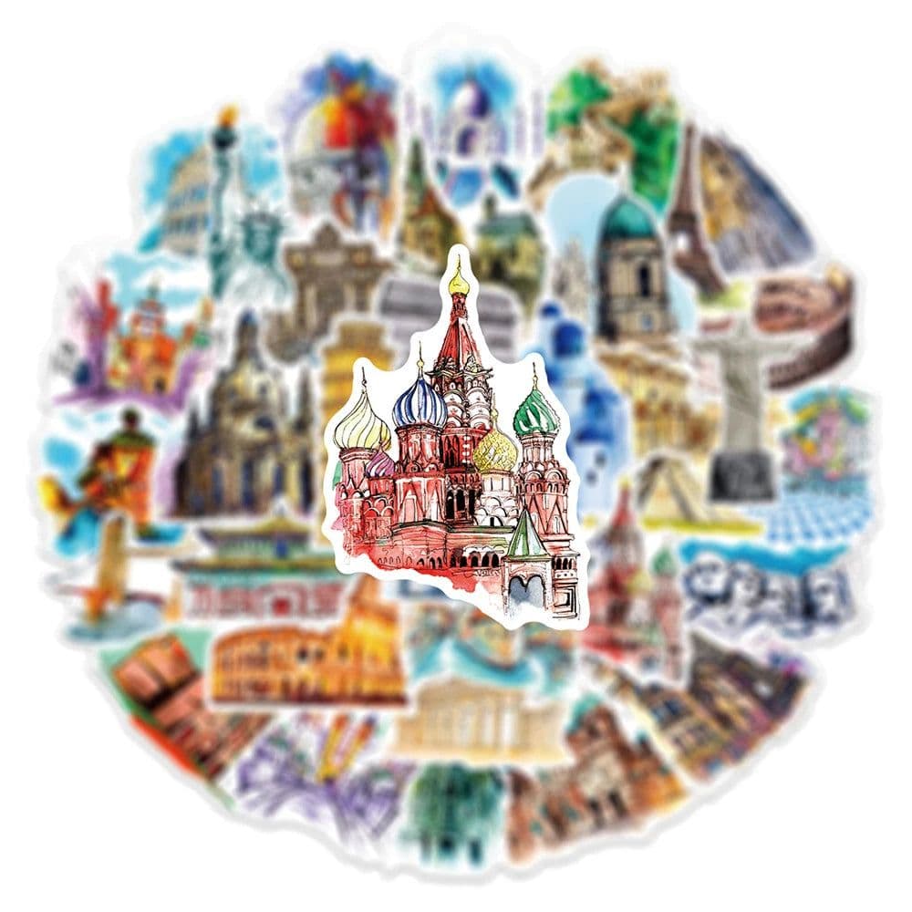 image-GOGOTU Waterproof World Famous Building Stickers for Travel & Décor