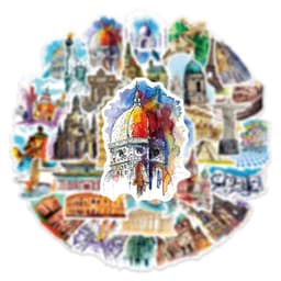 image-GOGOTU Waterproof World Famous Building Stickers for Travel & Décor