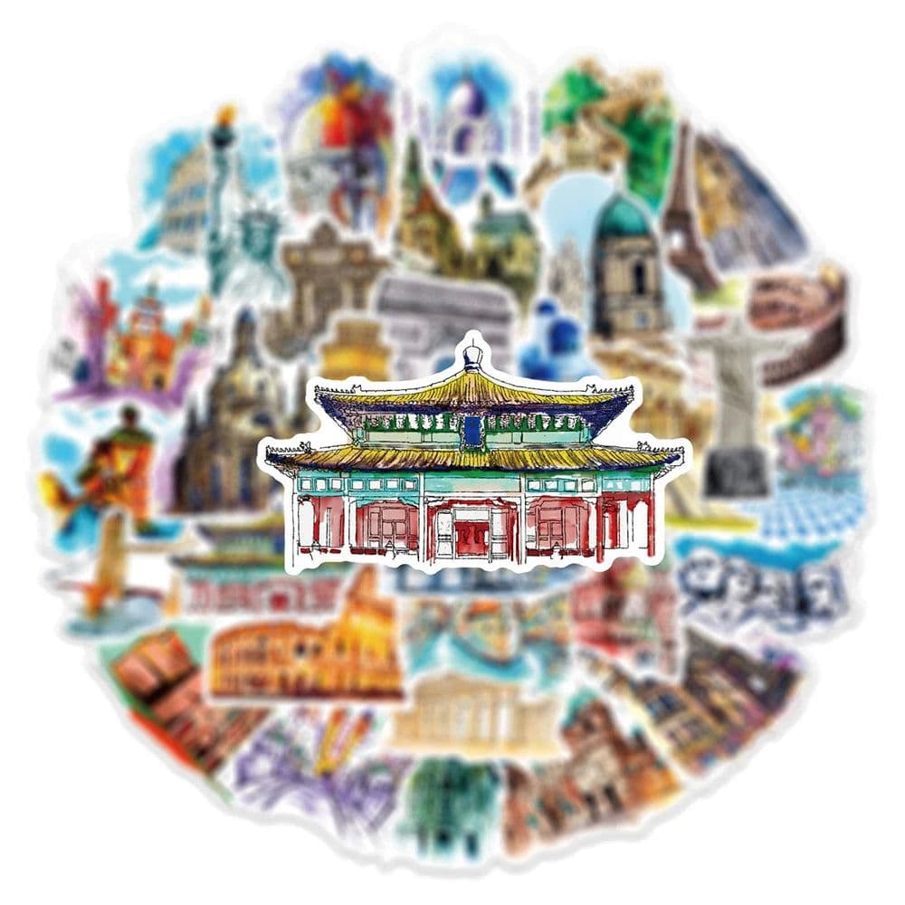 image-GOGOTU Waterproof World Famous Building Stickers for Travel & Décor