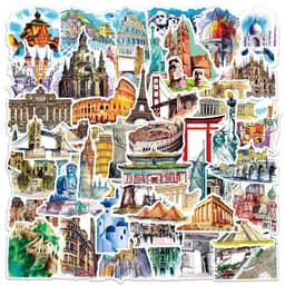 image-GOGOTU Waterproof World Famous Building Stickers for Travel & Décor