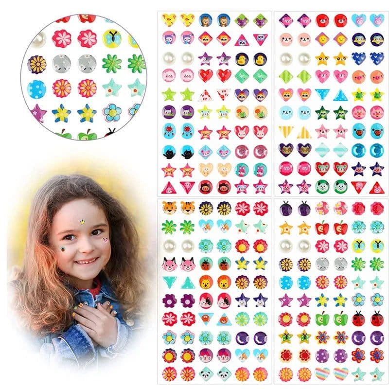 image-3D Gem Sticker Earrings - Glittery Sparkle Self-Adhesive Stickers - 60/180/300Pcs
