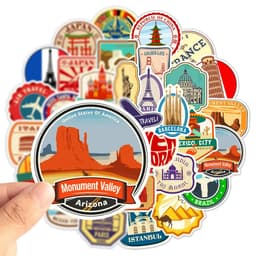 image-GOGOTU Waterproof World Landmark Travel Stickers - Cool Decals for Luggage