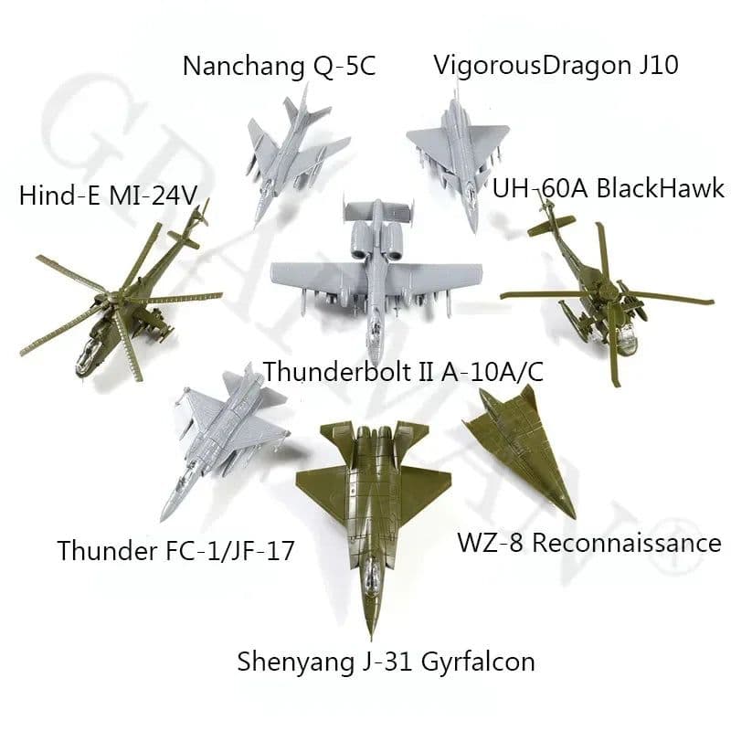 image-GRAPMAN 1:72 Assembly Helicopter & Fighter Plane Military Toy Set