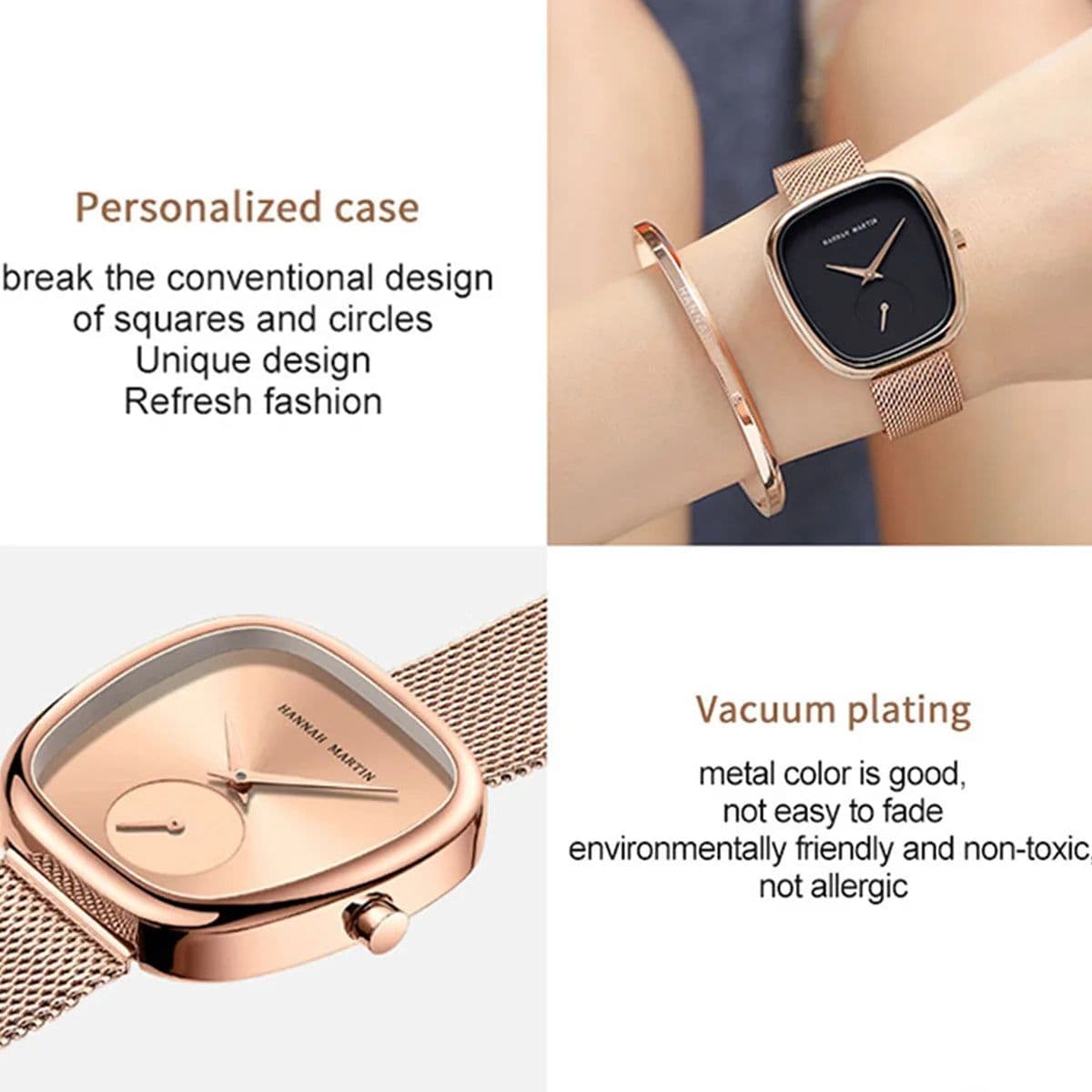 image-Hannah Martin Quartz Watch - Fashionable Design & Durable Features