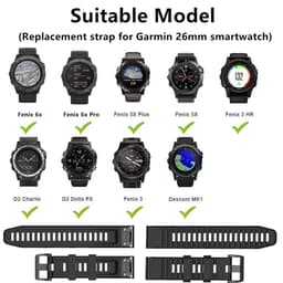 image-Hero Iand 26mm Silicone Quick Release Watch Strap for Garmin Fenix Series
