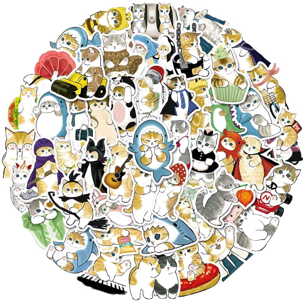 image-Cute Cat Graffiti Stickers - Waterproof PVC Decals for Kids DIY Projects