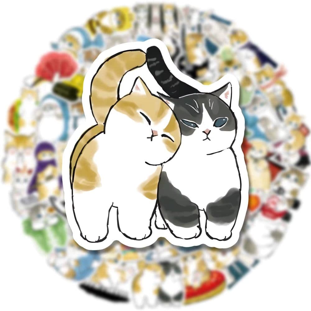 image-Cute Cat Graffiti Stickers - Waterproof PVC Decals for Kids DIY Projects