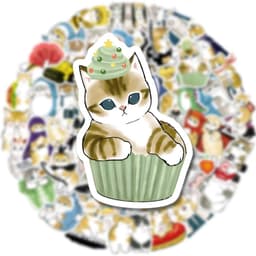 image-Cute Cat Graffiti Stickers - Waterproof PVC Decals for Kids DIY Projects