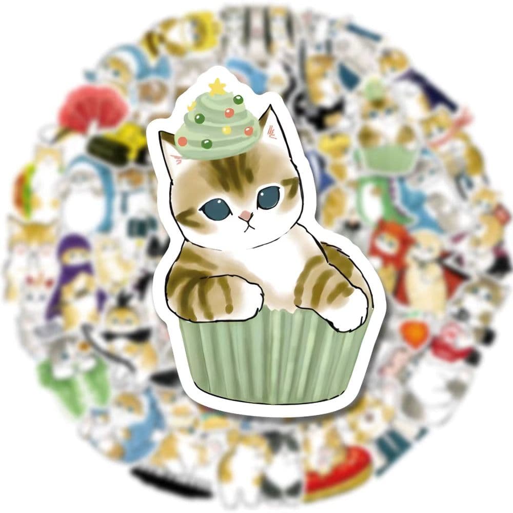 image-Cute Cat Graffiti Stickers - Waterproof PVC Decals for Kids DIY Projects