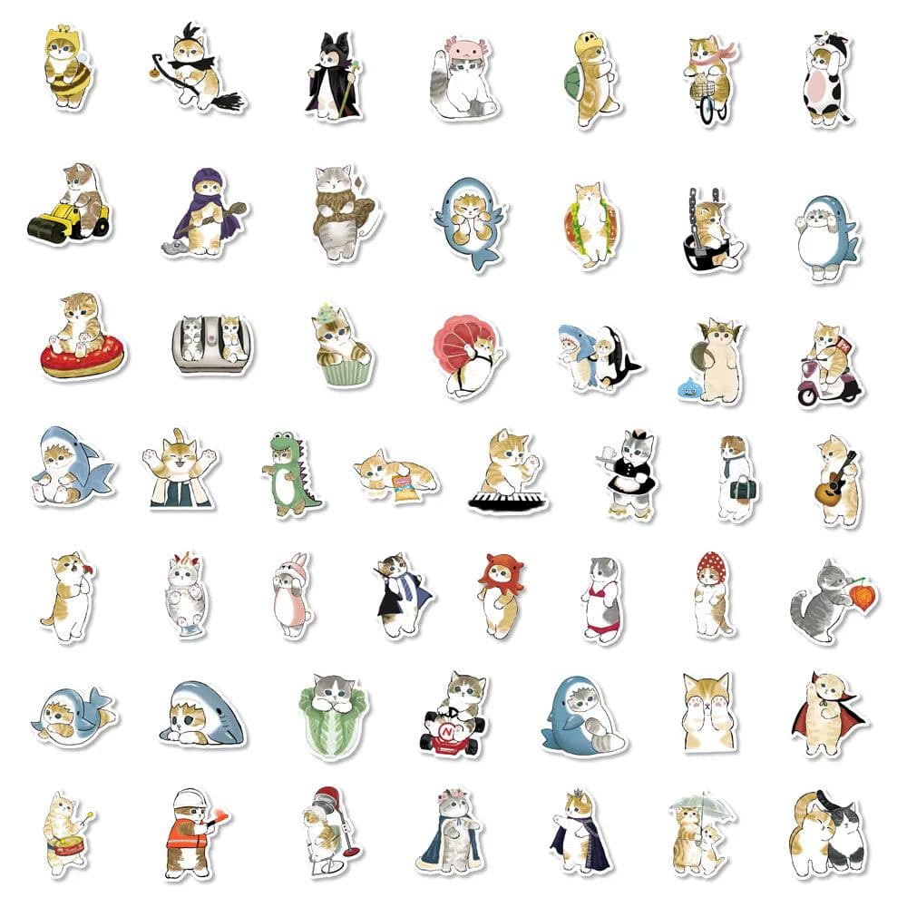 image-Cute Cat Graffiti Stickers - Waterproof PVC Decals for Kids DIY Projects