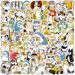 image-Cute Cat Graffiti Stickers - Waterproof PVC Decals for Kids DIY Projects