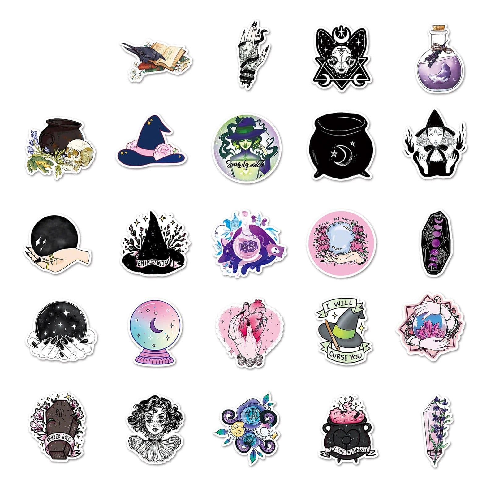 image-SIKOMOLE Cute Witchy Apothecary Stickers – Fun, Water-Resistant Decals